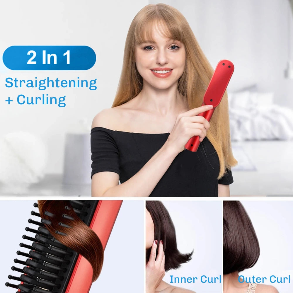 HotBrush™ - Vezetéknélküli Hajkiegyenesítő Kefe